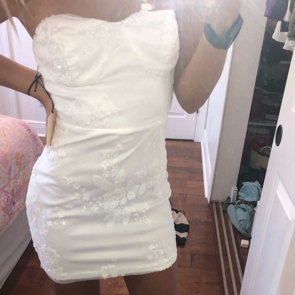 White Sequin Dress from Revolve